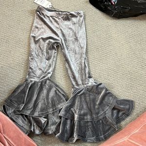 Kids size 6 Grey velvet bell bottoms